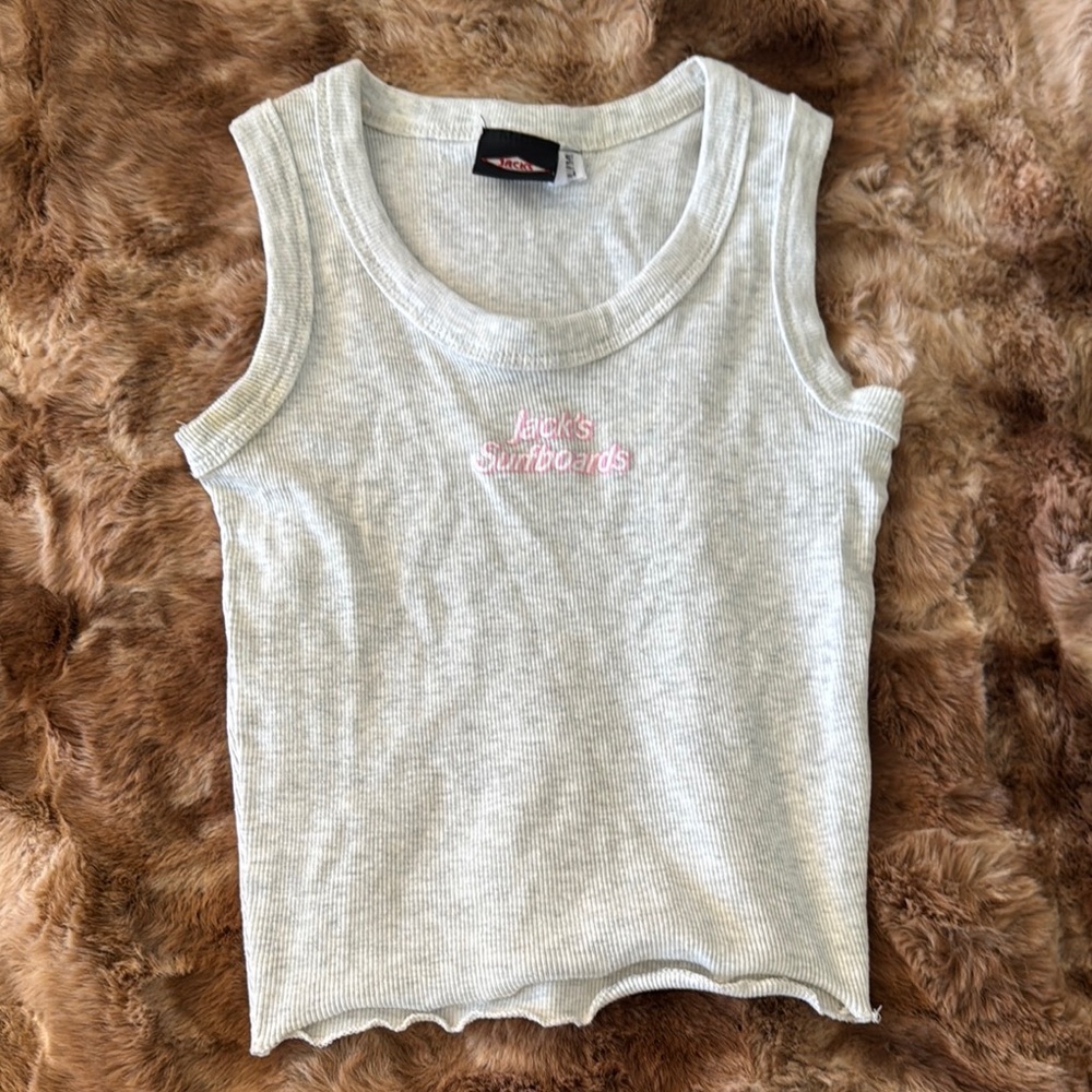 Gray Tank Top with Pink Logo